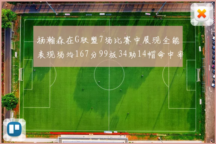 杨瀚森在G联盟7场比赛中展现全能表现场均167分99板34助14帽命中率超五成